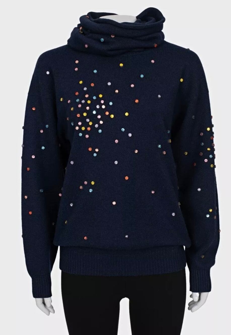 Chanel 2014 Luxurious Blue Cashmere Sweater Sz.36
